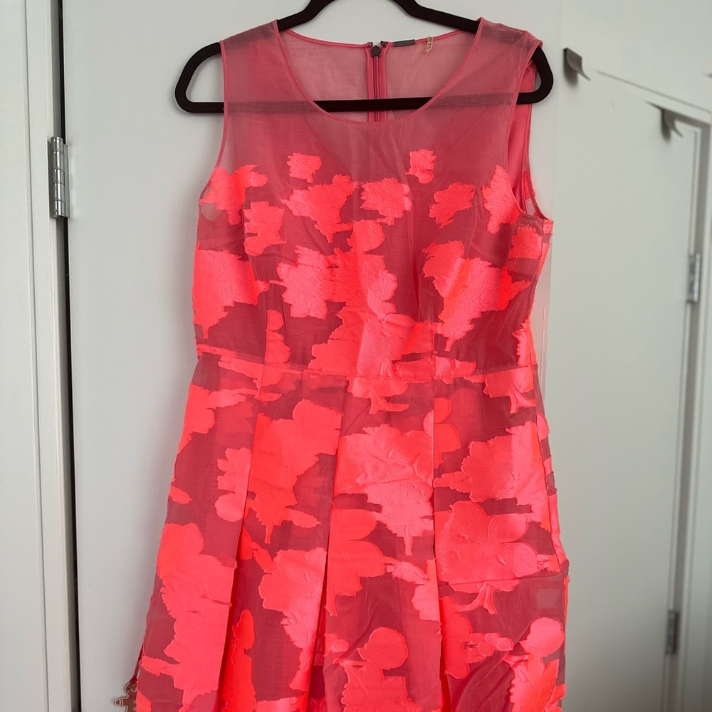 Ellie tahari neon pink dress